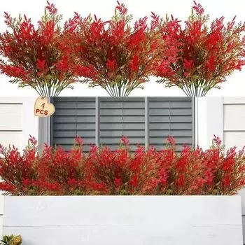 6 шт. искусственная ветка кедра, устойчивая к ультрафиолетовому излучению, реалистичная многоразовая пластиковая искусственная белая сосна, зеленые растения, домашний ландшафтный дизайн, садовые украшения, принадлежности зелёный