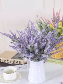 6 шт. искусственные цветы лаванды пластиковые сушеные цветы растения букет для внутреннего и наружного домашнего свадебного декора фиолетовый