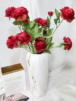 6 шт. искусственные пионы, искусственные цветы, шелковые пионы, винтажные цветы для домашнего офиса, свадебное украшение двора красный