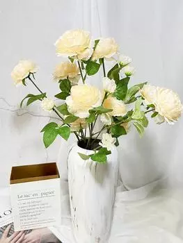 6 шт. искусственные пионы, винтажные цветы для домашнего офиса, свадьбы, двора, балкона, украшения, шелковые пионы, цветы красный