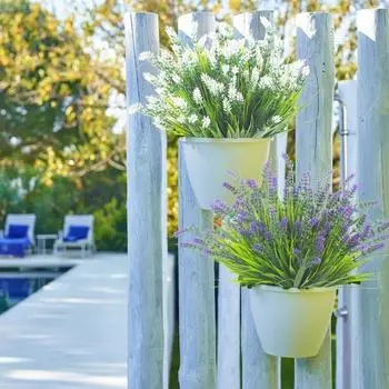 6 шт. искусственные растения уличная искусственная трава с цветами устойчива к ультрафиолетовому излучению, не требует обслуживания, вечно цветущая искусственная лаванда, сад, крыльцо, окно фиолетовый