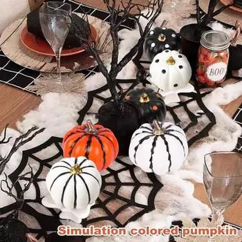 6 шт. искусственные тыквы на Хэллоуин, комнатные поддельные тыквы из пенопласта для домашнего стола, многоярусный поднос, декор A