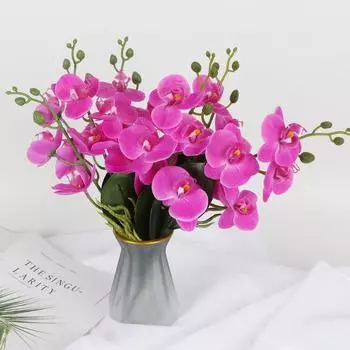 6 шт. искусственных 4 головки фаленопсиса искусственный цветок фаленопсиса пластиковые искусственные цветы для дома свадьба вечеринка наружное украшение белый