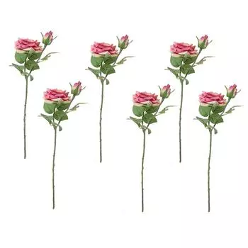6 шт. искусственных цветочных веток из ткани, красочные короткие имитационные декоративные настольные центральные элементы, искусственные цветы ,pink