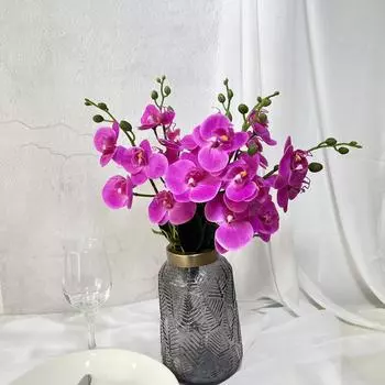 6 шт. искусственных цветов фаленопсис, искусственные 4 головки, пластиковые искусственные цветы фаленопсис для украшения дома, свадьбы, вечеринки, улицы белый