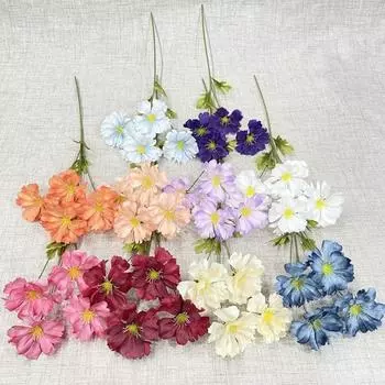 6 шт. искусственных цветов, искусственные цветы для вазы, шелковые полевые цветы для декора гостиной, цветочные композиции, центральные элементы свадебных букетов для невесты синий