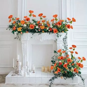 6 шт. искусственных цветов, маковые цветы, шелковые цветы, 82 см, маковые цветы для свадебного домашнего праздничного стола, центральная композиция, украшение красный