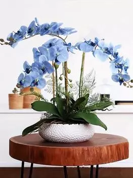 6 шт. искусственных цветов с длинным стеблем, искусственные орхидеи, бархатные орхидеи, 97 см, искусственные цветы для высокой вазы для украшения свадьбы дома белый