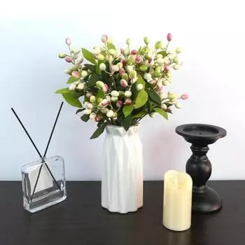6 шт. искусственных ягодных стеблей, искусственные цветы, поддельные ягодные ветки, спрей для вазы, домашнего офиса, украшения для вечеринки белый