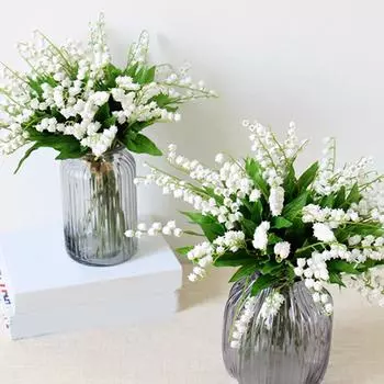 6 шт. Искусственный ландыш, высокая имитация, искусственный цветок для украшения дома и свадьбы