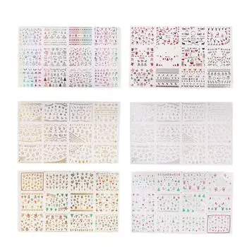 6 шт. изысканные наклейки для дизайна ногтей рождественские модные наклейки для ногтей маникюрный инструмент 6pcs