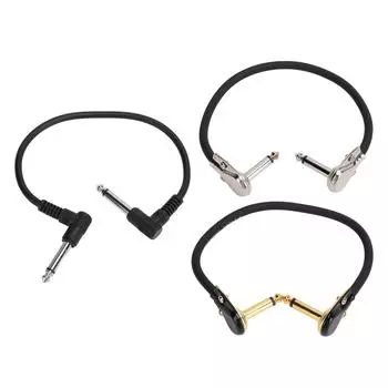 6 шт. кабель для электрогитары с эффектом 1/4 дюйма, прямоугольный гитарный шнур для педали, соединительный кабель 30 см Black