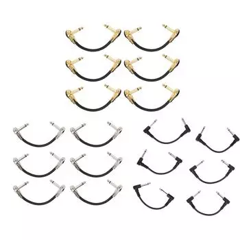 6 шт. кабеля для гитарной педали эффектов 15 см 6 дюймов 1/4 дюйма прямоугольный гитарный соединительный кабель для микрофона A Flat Head Silver