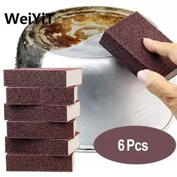 6 шт. Карборундовая щетка для удаления ржавчины, чистящая губка для кухонной варочной поверхности и кастрюли 6pcs