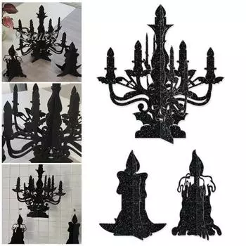 6 шт. Картонные украшения для стола на Хэллоуин, праздничная атмосфера, реквизит для вечеринки на Хэллоуин, домашний декор чёрный