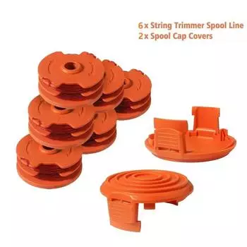 6 шт. катушка для триммера с леской и 2 шт. колпачками, сменные детали для триммера для WG105, WG106, WG108, WG109, WG112, WG113, WG115 CHINA
