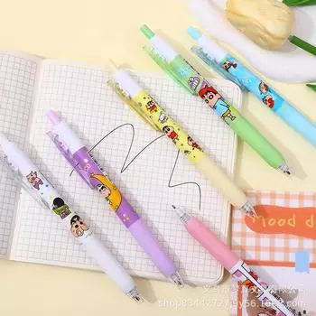 6 шт. кавайных мелков Shin-Chans нейтральная ручка милая мультяшная гелевая ручка 0,5 мм быстросохнущие ручки для письма канцелярские принадлежности для студентов подарки