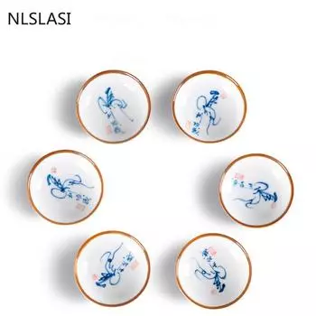 6 шт. керамическая чашка для чая в китайском стиле, бытовая посуда для напитков, фарфоровая чашка ручной работы, чашки Пуэр, личная чашка 40 мл As shown 7X2.5CM 40ML