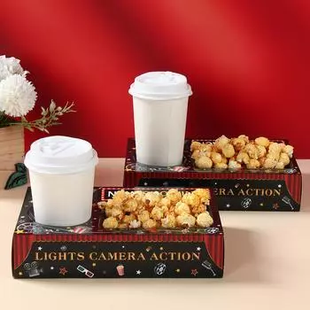 6 шт. Кинозакуски и напитки Бумажные подносы Киноночь Закуски Подносы для вечеринок в кино Тематические вечеринки Декорации для вечеринок на день рождения
