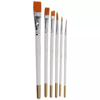 6 шт. Кисть для рисования Многоцелевая мини нейлоновая белая кисть для масляной живописи Круглые наконечники Плоские наконечники Акварель Bru