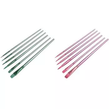 6 шт. Кисти для акварели с длинной ручкой для студентов-художников (зеленый)