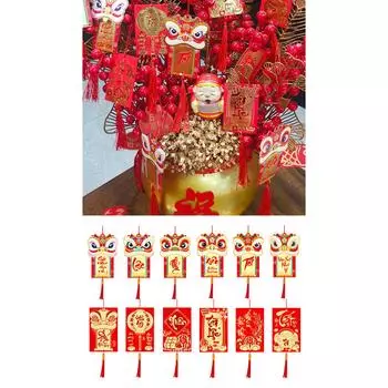 6 шт. Китайские новогодние украшения, красочные подвесные бумажные подвески для весеннего фестиваля, украшения ручной работы в виде бонсай B