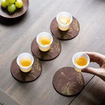 6 шт. Китайские подставки под чашки чая теплоизоляционные коврики премиум-класса анти-жарко водонепроницаемые домашняя ткань столовые приборы распорки 6pcs