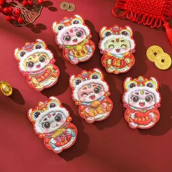 6 шт. китайских красных конвертов 2025 года Змеи счастливые денежные карманы лунный Новый год денежные конверты весенний фестиваль красный мешок для монет 6pcs