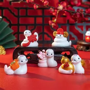 6 шт. Китайский стиль Новогодняя фигурка змеи мультяшная мини змея украшение для дома декор 6 Pcs