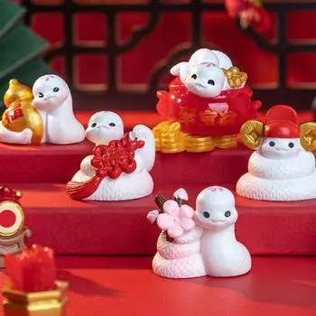 6 шт. Китайский стиль персиковый цвет змея фигурка счастливая мини змея украшение весенний фестиваль 6 Pcs