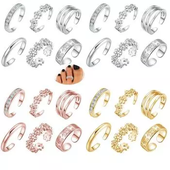 6 шт. классические винтажные резные регулируемые кольца, богемное летнее кольцо на палец с открытой стопой серебряный