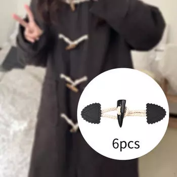 6 шт. Кнопки-переключатели роговые модные практичные сменные швейные принадлежности 15cmx4.7cm чёрный