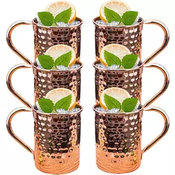 6 шт. коктейльная винная кружка Московский мул кружка из нержавеющей стали с медным покрытием пивная кружка кофейный бар принадлежности посуда для напитков на Рамадан 301-400ml