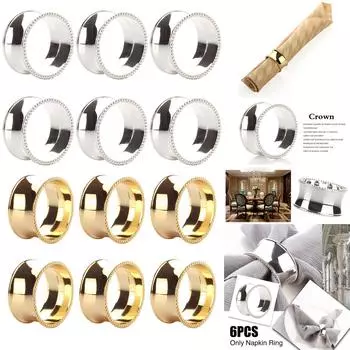 6 шт., кольца для салфеток, держатель с пряжкой, ужин, полотенце, декор для свадебного стола One Size золотой