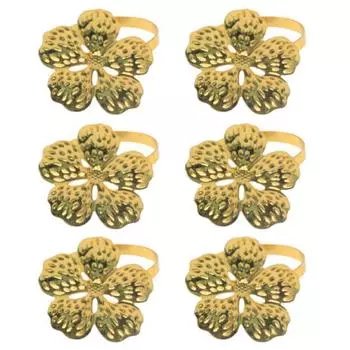 6 шт. Кольца для салфеток в виде цветов, Металлические держатели для салфеток, Серебряные, Золотые кольца для салфеток в виде цветов с текстурированными лепестками для обеденного стола, Свадебной вечеринки золотистый