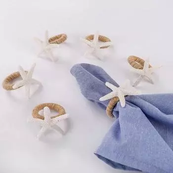 6 шт. Кольца для салфеток в форме морской звезды многоразовые на тематику океана, свадьбы, ужины, банкеты, украшение для морской вечеринки, держатели для салфеток 6pcs