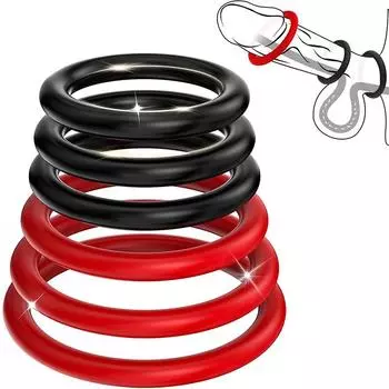 6 шт. Кольцо для пениса, задержка эякуляции, кольца для пениса, эрекция члена, мужское целомудрие, секс-игрушки для взрослых для мужчин 6pcs