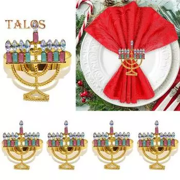 6 шт. Кольцо для салфеток, выдолбленный подсвечник в форме страз, украшение стола, многоразовые держатели для салфеток, свадебные вечеринки, праздничные обеденные акценты A