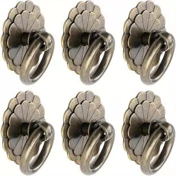 6 шт., кольцо, маленькая ручка для шкафа, античная латунь, цветочная ручка для шкафа, дверная ручка для шкафов, шкафов(Одно отверстие с винтом) 6pcs