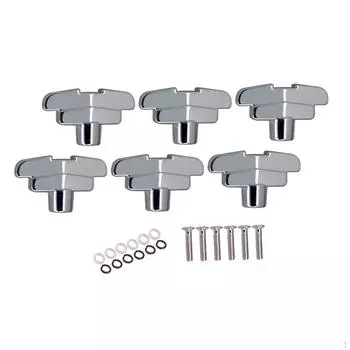 6 шт. колышки для настройки акустической гитары, кнопки, колки тюнера, сменные детали, ручки, ключи для серебряный