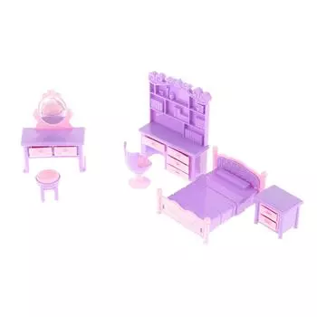 6 шт./компл. 1:12 кукольный домик, миниатюрный письменный стол, туалетный столик, тумбочка, кровать, модель мебели, декор, игрушки, аксессуары для кукольного дома