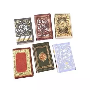 6 шт./компл. 1:12 Миниатюрных кукольных домиков Классическая книга Кукольный домик Сцена для изучения Мини-модель Реквизит Невозможно переворачивать страницы Мини-книг Игрушки