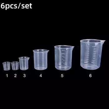 6 шт./компл., 20 мл/30 мл/50 мл/250 мл/500 мл/1000 мл прозрачный пластиковый мерный стакан для выпечки, стакан для измерения жидкости, кувшин, контейнер для чашки 6pcs a set