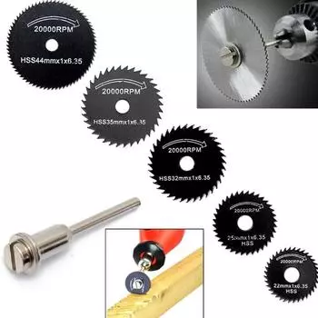 6 шт./компл. 22-44 мм мини HSS дисковая пила, вращающийся инструмент для Dremel, металлический резак, электроинструмент, режущие диски по дереву, дрель, отрезная оправка чёрный