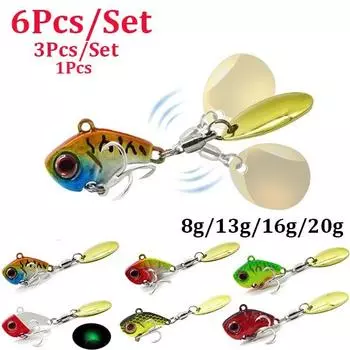 6 шт./компл. 3 шт./компл. 1 шт. Металлическая рыболовная приманка VIB со спиннерной ложкой, вращающаяся приманка с блестками (Вес: 8г, 13г, 16г, 20г) 1Pcs/8g