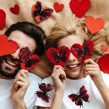 6 шт./компл. 3D-наклейка на стену в виде бабочки, съемная клейкая двухслойная настенная наклейка в виде бабочки, декоративная наклейка для дома, офиса, гостиной, вечеринки, украшения A