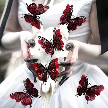 6 шт./компл. 3D-наклейка на стену в виде бабочки, съемная, двухслойная, декоративная, в виде бабочки B