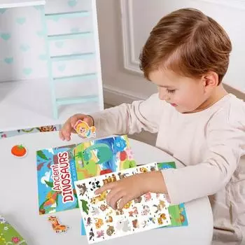 6 шт./компл. 3D желе-наклейки, книга с динозаврами, животными, морем, для детей, тихая липкая книга для дошкольников, обучающая, путевая, развивающая, занятая книга для малышей, мальчиков и девочек, подарок 6pcs