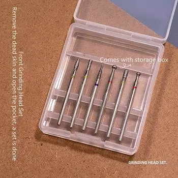 6 шт./компл. алмазная шлифовальная головка для ногтей, полировка, шлифовка ногтей, электрический маникюрный инструмент, шлифовальная машинка для кутикулы, сверло, аксессуары
