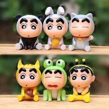 6 шт./компл., аниме карандаш, фигурки ShinChan, 6 см, Nohara Shinnosuke, экшн-фигурка, серия животных, модель ПВХ, настольные украшения, подарок для детей 6pcs